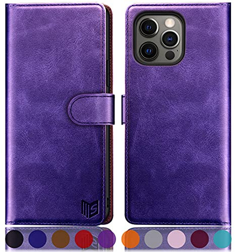 SUANPOT for iPhone 13 Pro Max 5G 6.7 case with [Credit Card Holder][RFID Blocking],PU Leather Flip Book Protective Cover Women Men for apple 13 Pro Max Phone case Purple