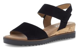 Gabor Damen Keilsandalen, Frauen Keilsandaletten,Moderate Mehrweite (G),Sommerschuhe,Freizeitschuhe,schwarz(Kork/schw),37.5 EU / 4.5 UK