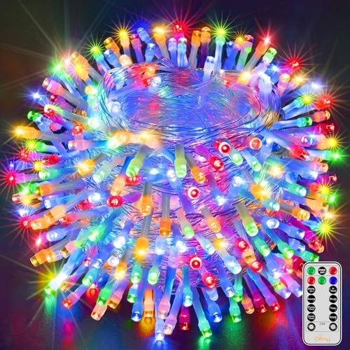 Ollny Fairy Lights Mains Powered, 60m 600 LED Outdoor String Lights, Waterproof Garden Light with Plug/Timer/8 Modes/Dimmable for Outside/Indoor/Window/Wedding Decorations, Multicoloured
