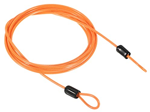 PATIKIL Security Steel Cable 2.5mm x 2m/6.56ft Coated Luggage Lock Wire Rope with Double Loop Orange