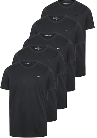 BadRhino Big & Tall 5 Pack Black Core Tee Crew Neck Short Sleeve T-Shirts - Men's - M to 8XL Black XL