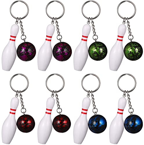 DECHOUS 8CS Bowling Pins Schlüsselanhänger: Mini Bowling Ball Schlüsselanhänger Schlüsselanhänger Bowling Party Favors Bowling Schlüsselanhänger Souvenir