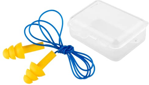 NEO TOOLS Geräuscheinlagen an einer Schnur mit einem Behälter; geeignet für laute Bereiche; universelle Größe, komfortable, elastische Schnur; leicht zu reinigen; wiederverwendbar; Kunststoff