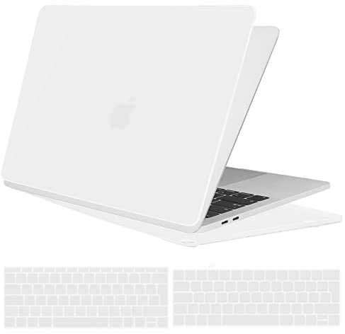 TECOOL Hülle Kompatibel mit MacBook Pro 13 Zoll 2016-2022 (M2 M1 A2338/A2289/A2251/A2159/A1989/A1706/A1708), Ultradünne Schutzhülle Hartschale Case mit Tastaturschutz (EU), Gefrostet Klar