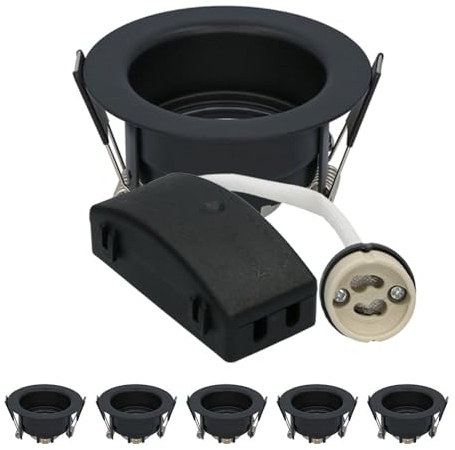 HOFTRONIC 6er Rio - Einbaustrahler GU10 - Bad & außen - IP65 Wasserdicht - Einbaurahmen Matt Schwarz - Einbauleuchte für LED oder Halogeen, Smart Leuchtmittel - Quick Connector