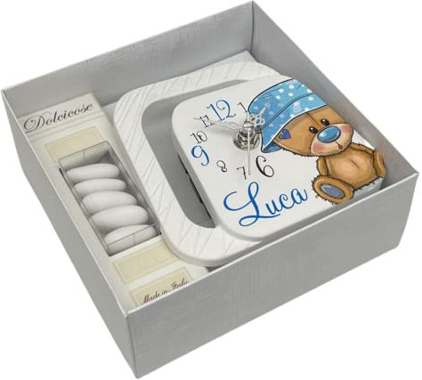 Regalami.shop bomboniera cm 11x12 in marmo di carrara personalizzabile, disponibile per tutte le cerimonie, completa di tutto, prodotto made in Italy (orsetto)