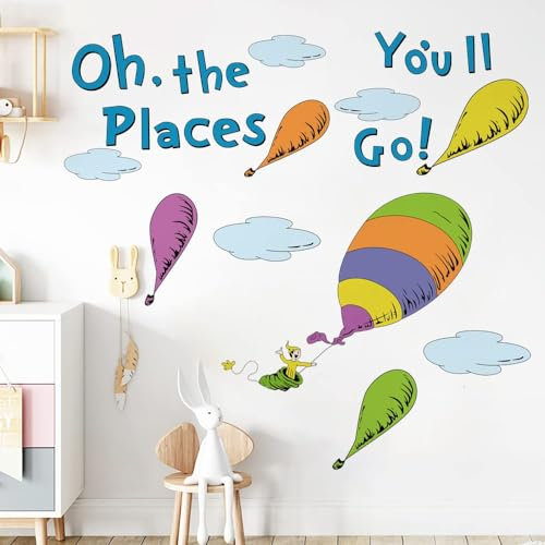 Runtoo Wandtattoo Dr Seuss Wandsticker Sprüche Zitate Wandaufkleber Kinderzimmer Babyzimmer Mädchen Junge Wanddeko