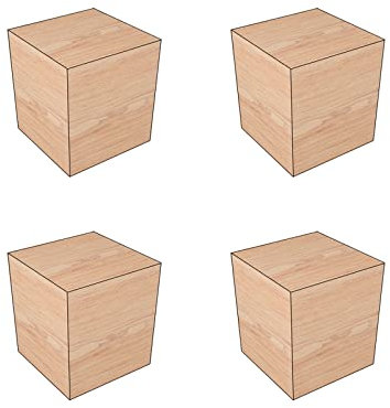 Paquet de 4 Pieds de Meubles en Bois Massif, Rehausseurs de Meubles en Bois Carré Naturel, Rallonges en Bois pour Tables, Canapés, Fauteuils, Armoires (7x7x5cm,5 cm Taller)