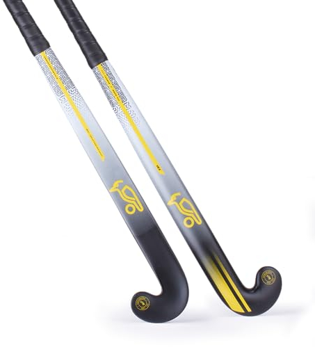 KOOKABURRA Vex Mid Bow Crosse de Hockey Bâton Gazon Unisexe, Jaune/Noir, 36.5 Light