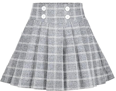 Sunny Fashion Filles Jupe Gris Grille Vérifier Plaid Plissé École Tennis Décontractée 9-10 Ans