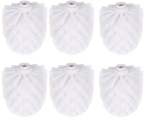 6 Pcs Replacement Toilet Brush Head, Top-spring Toilet Brush, Toilet Brush Head, Brush head Ø 8 cm made of plastic with 12 mm female thread, for Bathroom Accessories, White