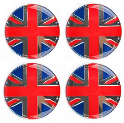 Generic 4 Stück 52 mm Union Jack UK Flagge Stil Rad Mitte Nabendeckel Abdeckungen Kariertes Emblem Abzeichen Aufkleber kompatibel mit Mini Cooper JCW One PJ07 (UK Union Jack, Epoxy Aufkleber-Stil)