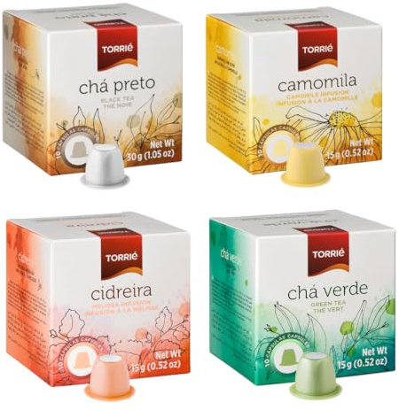 Torrié Variety Pack Tea Pods Compatible with Nespresso® Original Machines | Green, Black, Camomile & Lemon Balm (40 pods)