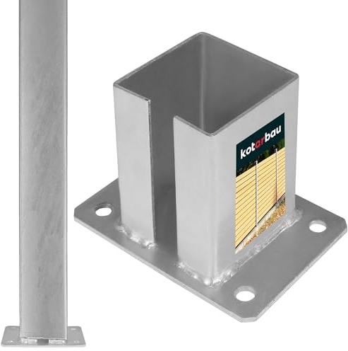 KOTARBAU® Support de Poteau carré | Pied Poteau 100 x 100 mm | Support Poteau Bois en Acier galvanisé | Support Poteau a enfoncer | pour poteaux de Portail et de portillon