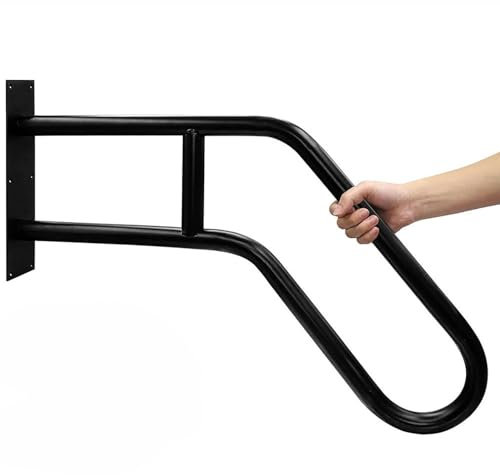HUHJYUGE Handlauf for Treppen, Treppenhandlauf Metall, U-förmiger Handgeländer für 1 Bis 3 Stufen, Vintage Schmiedeeisen Geländer Handlauf, Antirutsch-Treppenhandlauf (58x44cm)