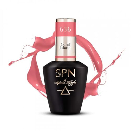 SPN Nails Professional 636 Coral Island Pink UV LaQ Gel Nail Polish 8ml, High Pigmentation, Medium Thick, Soak Off UV/LED Lamp, Quick-drying Salon-Lasting Manicure,Nail Art DIY at Home