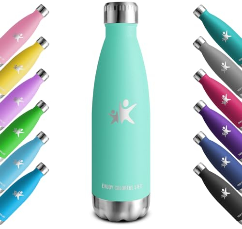 KollyKolla Gourde Isotherme 1L, Gourde Inox, Isolation Double Paroi, Bouteille d'eau Reutilisable, sans BPA, Etanche, Bouteille Isotherme Acier Inoxydable, pour Enfant, Adulte, Sport, École, Bureau