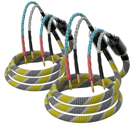 Tirstrup 9AWG 16-adriges Lautsprecherkabel aus sauerstofffreiem Kupfer, ein Paar vergoldete Bananenstecker Lautsprecherkabel (16cores B-B 2.5M)