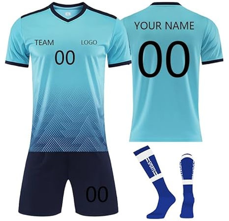 Fußballtrikot mit eigenem Namen Logo Nummer,Personalisierte Fußballtrikot Erwachsene Kinder, benutzerdefinierte Fussball Trikot Shorts Socken Jungen Herren