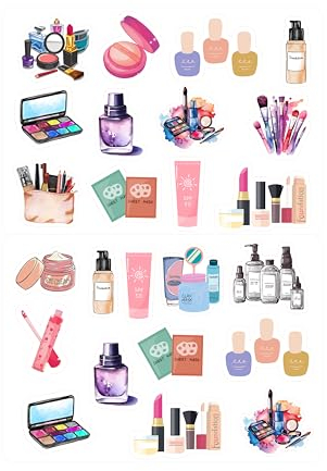 24Pcs Precut Edible Makeup Cupcake Toppers Cosmetics Cupcake erfume Lipstick Cupcake Happy Birthday Cake Decoration for Girls 18th Birthday Bachelorette Party Supplies Beauty Cake Decorations