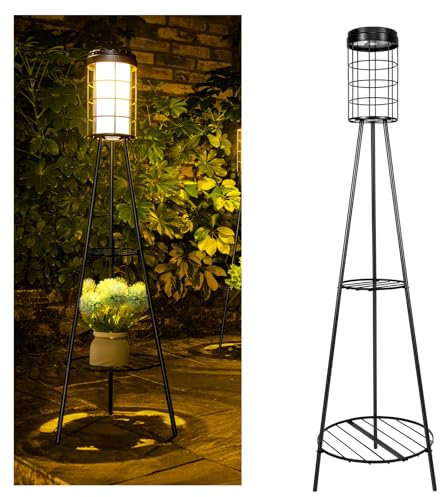YNDD Solar Stehlampe Outdoor, LED Dekorative Standleuchte mit USB-Ladeanschluss, IP45 Wasserdicht, Dimmbar solarstehlampen für außen für Auffahrt, Terrasse, Garten, Hof, Weg, Pool