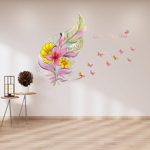 astylishome Wandtattoos & -Bilder Feder Wandsticker Wandaufkleber Kinderzimmer Aufkleber Wandtattoo für Mädchenzimmer Wohnzimmer Schlafzimmer für Fenster Schrank Küche 0114