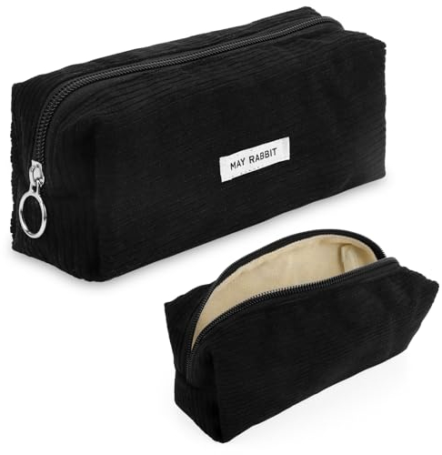 Bomtop Cord-Stoff Federmäppchen, Etui Stifte Stylisches, Schreibwaren Organizer Tasche, Tragbares Federmäppchen, Ideal für Schule Büro (Schwarz)