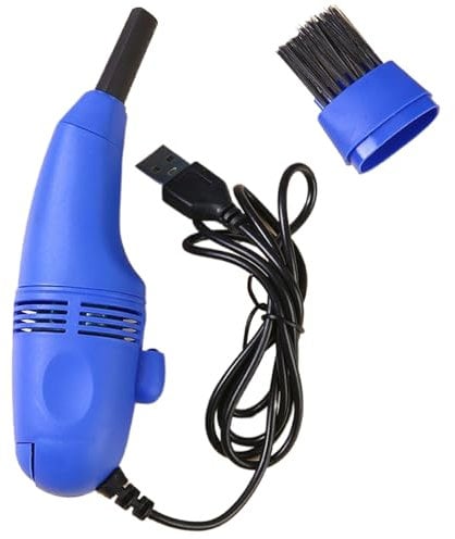 XUEYEGONGJI Portable Blue Plastic Keyboard Vacuum Cleaner, USB Power, Attachments, Ideal for Laptops, Keyboards, Desktops