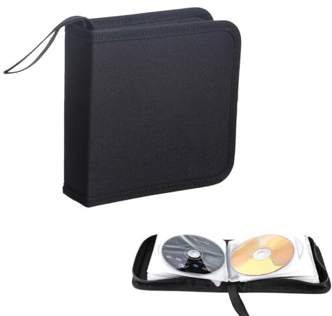 ACTIUSIS Borsa portaoggetti per CD e Dvd per 40 Dischi, Borsa portaoggetti per Auto e casa (Nero)