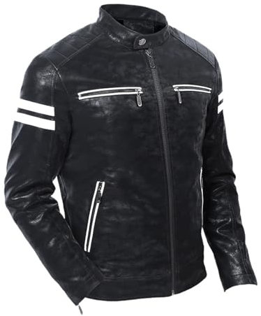 Sunnyuk Giacca In Pelle Uomo, Giubbotto Moto Estivo Uomo Giubbino Regular Fit Con Protezioni Giacca Moto Metal Pelle Giubbotto Moto Rinfrescante Slim Fit Chiodo Casual Giacche Moto Elegante Leggera