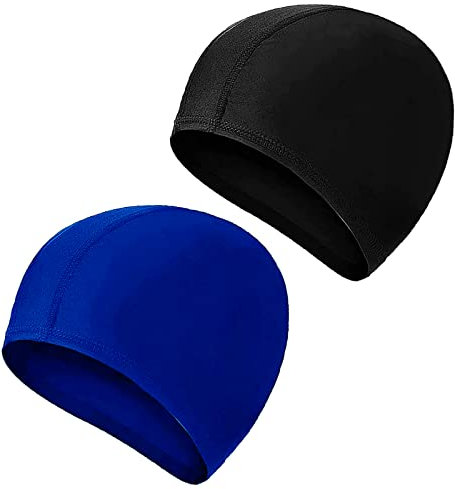 Paquete de 2 Gorros de natación para Hombres y Mujeres,Elástico Sombreros de Natación Gorros De Natación Unisex para Adultos Y Niños (Royal Blue & Black)