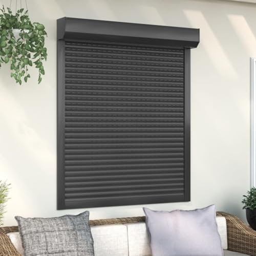 Xichuzi Rollladen Aluminium, Aussenrolladen, Schrank Rollo, Außenrollo, Sonnenschutzrollo Außen, 110 x 130 cm Anthrazit