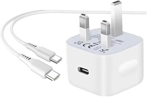 USB C Plug Fast Charger with 1 Meter 60W Type C Cable, iPad Series, 20W USB Type-C Port Wall Power Charging Adapter, Tabs Series (2in1) (White, 2 in 1 Charger + Type C Cable)