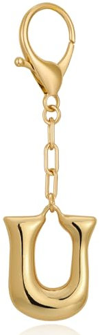 LILIE&WHITE Porte Clé Personnalisé Or Lettre U pour Femme – Élégant, Fait Main, Sans Allergie, Cadeau Raffiné, Accessoire Chic Moderne pour Sac ou Clés