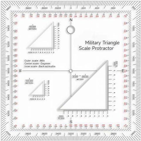 Taktischer Militär-Winkelmesser, Utm/Mgrs Navigationsskala-Lineal, Outdoor-Kartenlesegitter für Navigation und Plotten