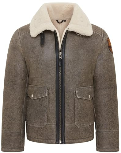 Infinity Leather Graue B3-Fliegerjacke aus echtem Lammfell-Schaffell aus dem 2. Weltkrieg für Herren