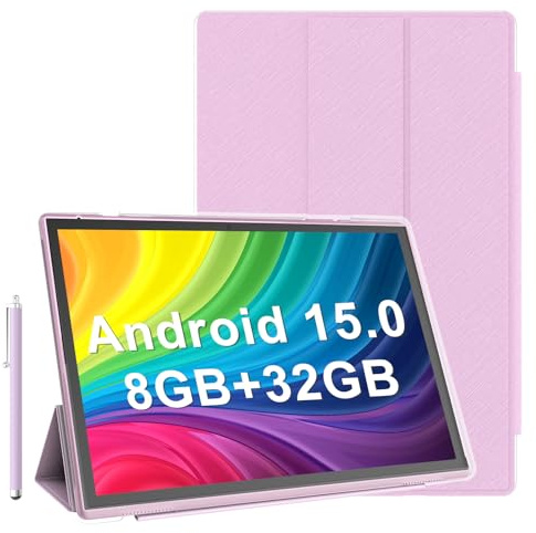 Tablet 10 Zoll Android 14 Tablets mit Hülle 6 GB RAM + 32 GB ROM + 1024 GB Erweiterung, 6000 mAh Akku Tableta, 2 MP + 8 MP Dual Kamera WiFi-6 10,1 Zoll IPS HD Touchscreen, Android Tablet Incloud Hülle
