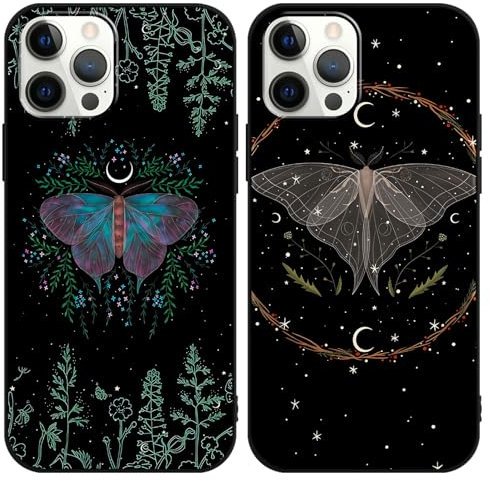 Phoona 2 Packs Butterfly Pattern Phone Case for iPhone 12 Pro Max 6,7, Cute Aesthetic Design Print Funda with TPU Slim Liquid Silicone Protection Shockproof Soft Cover for Women Girls