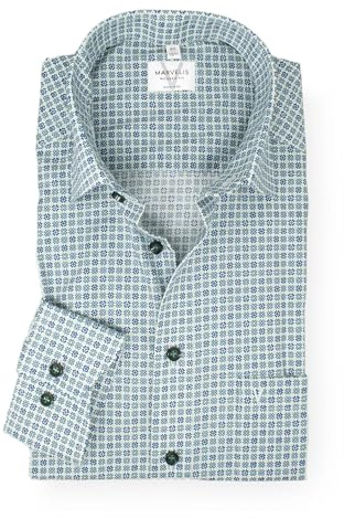 Marvelis Herren Businesshemd Langarm Non-Iron Modern Fit,Muster,New Kent, Kragenweite:41