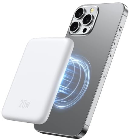 For Magsafe Power Bank, 5000mAh Magnetic Portable Charger, Fast Charging Powerbank with USB-C Input & Output, Mini Wireless Battery Pack for iPhone 16/15/14/13/12 Pro/Pro Max - White