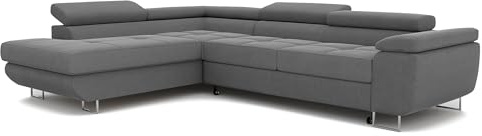 IDOHOME Ecksofa mit Schlaffunktion und Bettkasten Links 274 x 203 cm | 274 x 203 cm, Hoher Sitzkomfort, Verstellbare Kopfstützen, Wohnen und Schlafen, Linke Ausführung