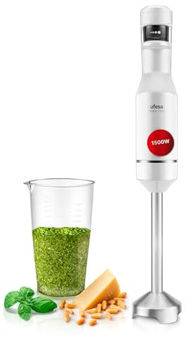 Ufesa Stellar TouchSpeed 1500W, Frullatore a Immersione, Display Digitale, Velocità Tattile Variabile, 4 Lame ad Alta Efficienza, Design Ergonomico e Antischizzi, Bicchiere Graduato, Senza BPA