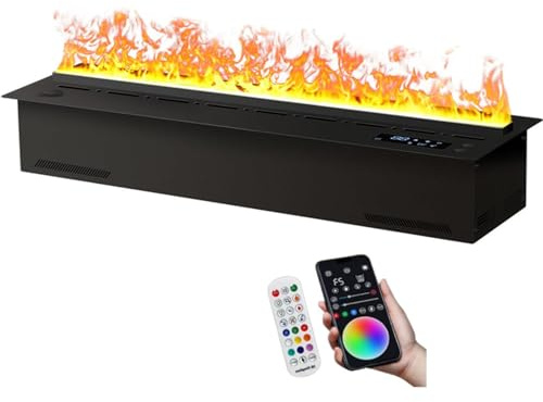 Cashwise Chimenea eléctrica Decorativa de Vapor de Agua con humidificador y Llama atomizada 3D, Panel Ultrafino de 3 mm, sin Calefactor, Ideal para el hogar, la Oficina y el Hotel 100cm/39.3in