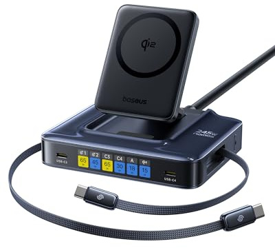 Baseus USB C Ladegerät 245W USB C Netzteil PD Ladegerät mit PPS, GaN Schnellladegerät kompatibel mit MacBook Pro/Air, iPad Pro, Steam Deck, iPhone 16-12 Serie, Galaxy S24 Ultra-S20, Pixel usw