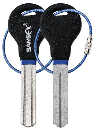 SAMSFX Fishing Dual Grit Diamond Fishing Hook Sharpener Stone Fish Knife Grinding Tool for Anglers Vest Pack Assortment 2PCS in Pack