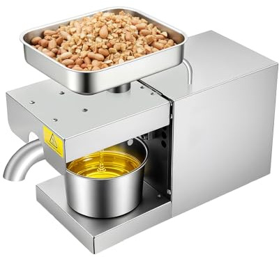 Elektrische Ölpresse 600W, Kaltpressung Maschine für Haushalt | Professionelle Ölmühle für Walnüsse, Oliven & Erdnüsse | Automatische Ölpressmaschine mit Edelstahl