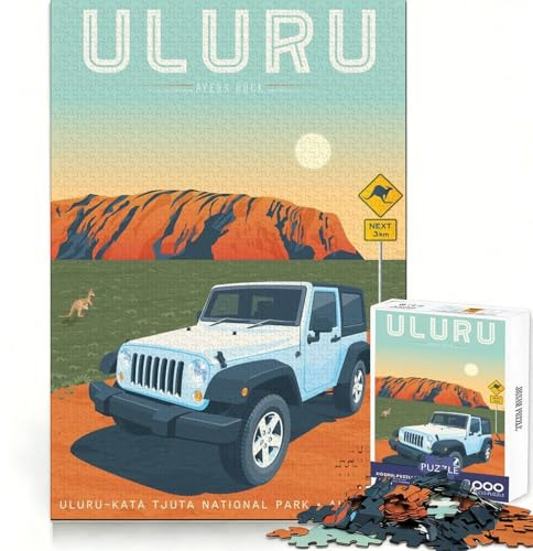 Uluru Ayers Rock Poster-Puzzle für Erwachsene, 1000 Teile, Erinnerungsstück, angenehme Freizeitgestaltung, festes Stecksystem, unvergessliches Geschenk (38x26cm)