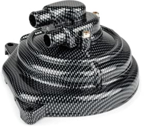 Pompe acqua pompe coperchio Str8, Minarelli LC, Carbon Look, incl. cuscinetti per ruota