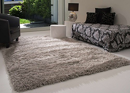 Hochflor Langflor Teppich Pindos in Silber, Flauschig, Ökotex Zertifiziert, Wohnzimmer, Größe: 200x290 cm