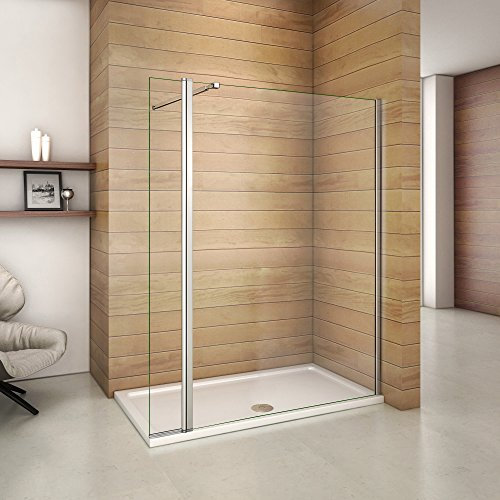 Paroi de douche 110x200cm avec un volet retour en 30cm paroi de douche à l'italienne avec une barre de fixation extensible